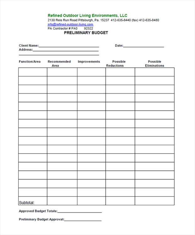 preliminary_budget Preliminary Budget Example